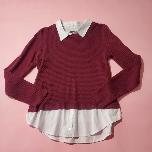 Linda Matthew's Sweaters - Linda Mathews Marron Red Sweater Shrit Preppy